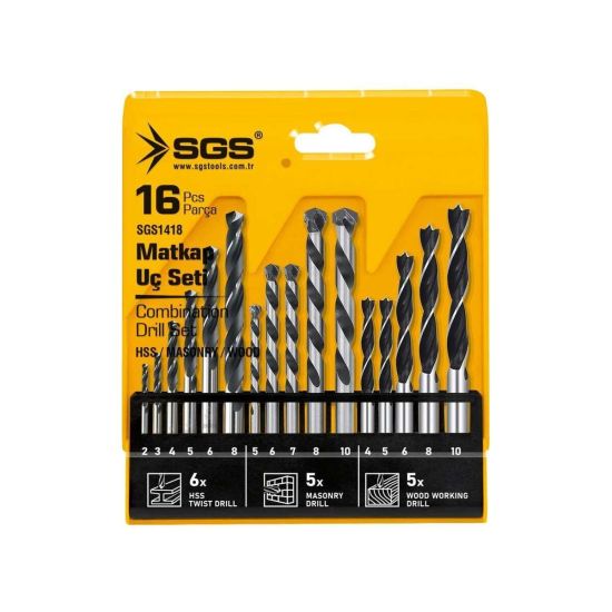 Sgs 1418 Ahşap Metal Beton Matkap Ucu Seti 16 Parça