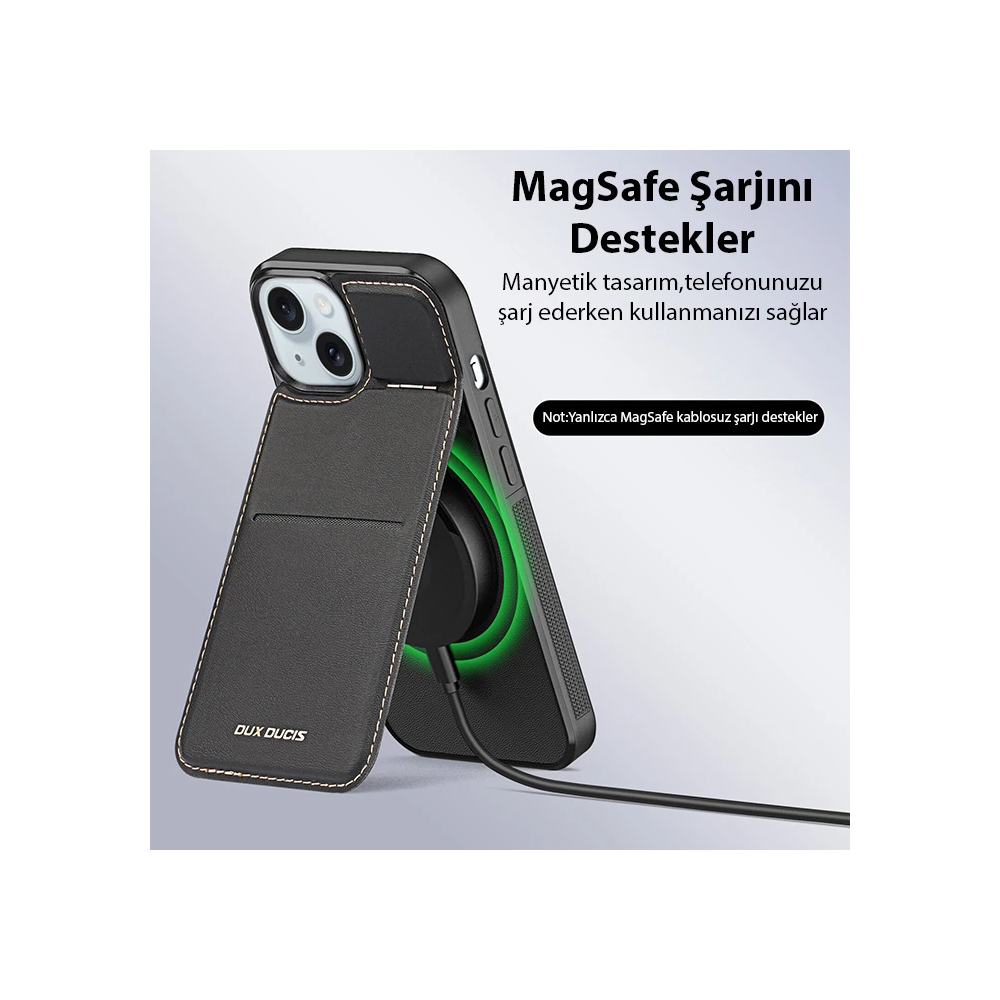 Dux Ducis iPhone 14 Plus Rafi Series MagSafe Premium Deri Kılıf