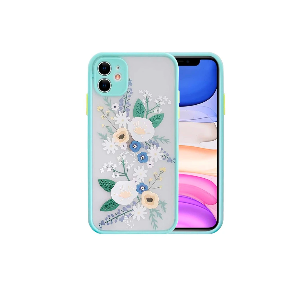 iPhone 12 Mini 5.4inç Kamera Korumalı Çiçek Desenli Silikon Kılıf