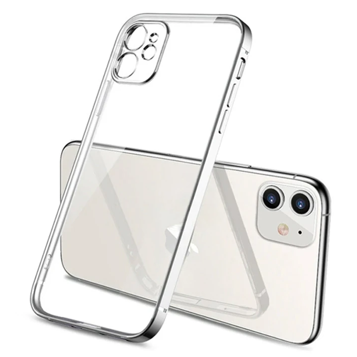 iPhone 11 6.1inç Renkli Kenar Şeffaf Kılıf Kamera Korumalı Silikon Kıl