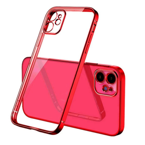 iPhone 11 6.1inç Renkli Kenar Şeffaf Kılıf Kamera Korumalı Silikon Kıl