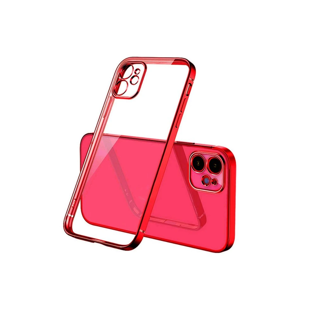 iPhone 11 6.1inç Renkli Kenar Şeffaf Kılıf Kamera Korumalı Silikon Kıl
