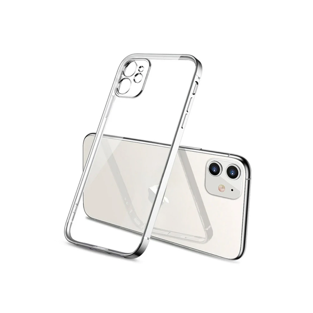 iPhone 11 6.1inç Renkli Kenar Şeffaf Kılıf Kamera Korumalı Silikon Kıl