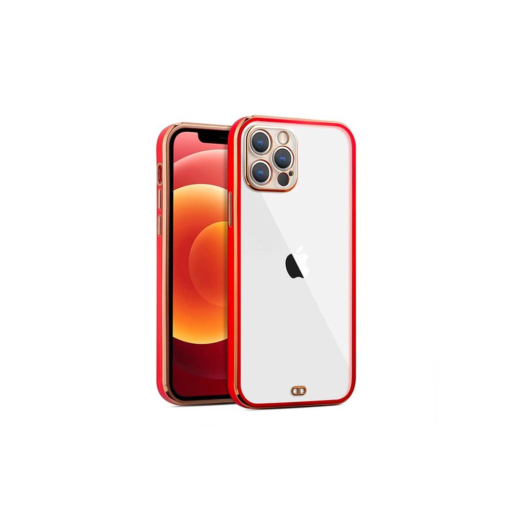 iPhone 12 Pro Max 6.7inç Gold Çerçeve Kamera Korumalı Bumper Kılıf
