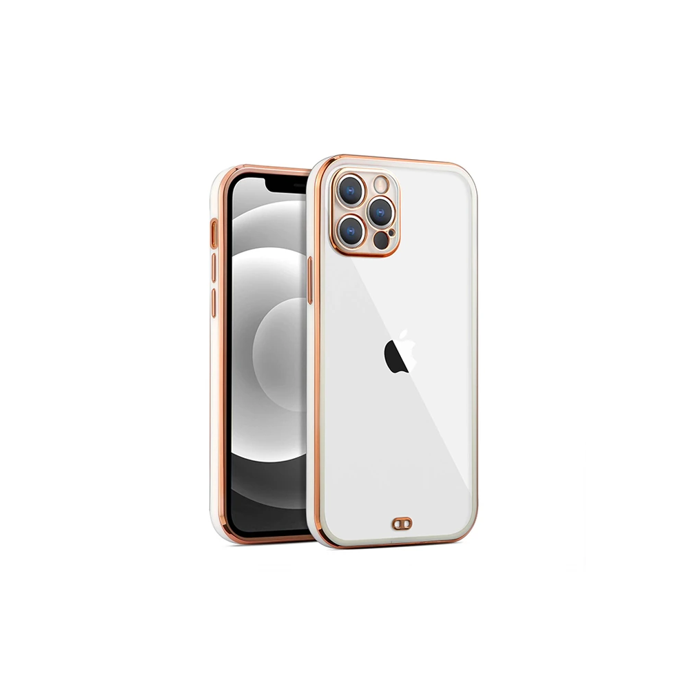 iPhone 12 Pro 6.1inç Gold Çerçeve Kamera Korumalı Bumper Kılıf