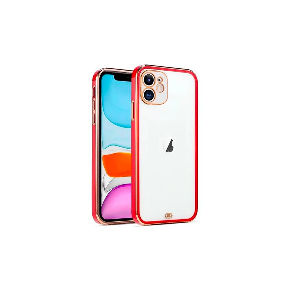 iPhone 12 6.1inç Gold Çerçeve Kamera Korumalı Silikon Bumper Kılıf