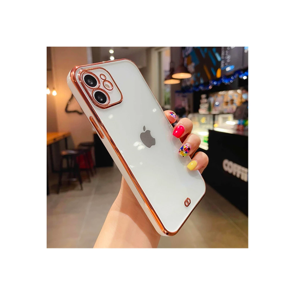 iPhone 11 6.1inç Gold Çerçeve Kamera Korumalı Silikon Bumper Kılıf