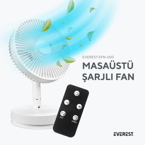 EVEREST EFN-600, BEYAZ, 4 Kademeli Hız, Masaüstü Kullanım, Taşınabilir