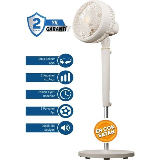 EVEREST FAN12 DYNABREEZE 9 ÇİFT MOTORLU VANTİLATÖR KREM 70W 2000 RPM 3