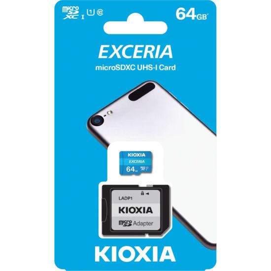 KIOXIA 64GB Exceria, LMEX1L064GG2, UHS-1, CL10, 100Mb/s, MicroSD Kart 