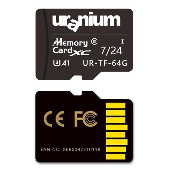 64GB URANIUM UR-TF-64G MICRO SD CARD U3 7/24 SURVEILLANCE 100/40MBS IN