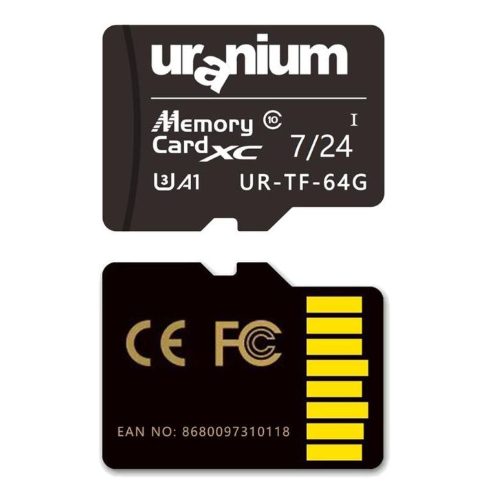 64GB URANIUM UR-TF-64G MICRO SD CARD U3 7/24 SURVEILLANCE 100/40MBS IN