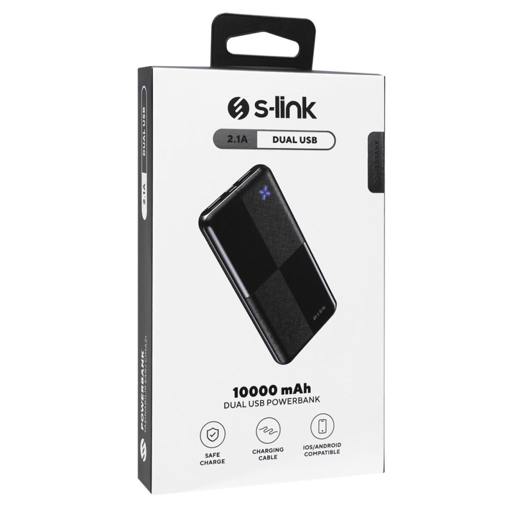 S-LINK IP-G12N, Siyah, 10.000mAh, 2xUSB, 1xMicro USB, 1xType-C, 4 LED 