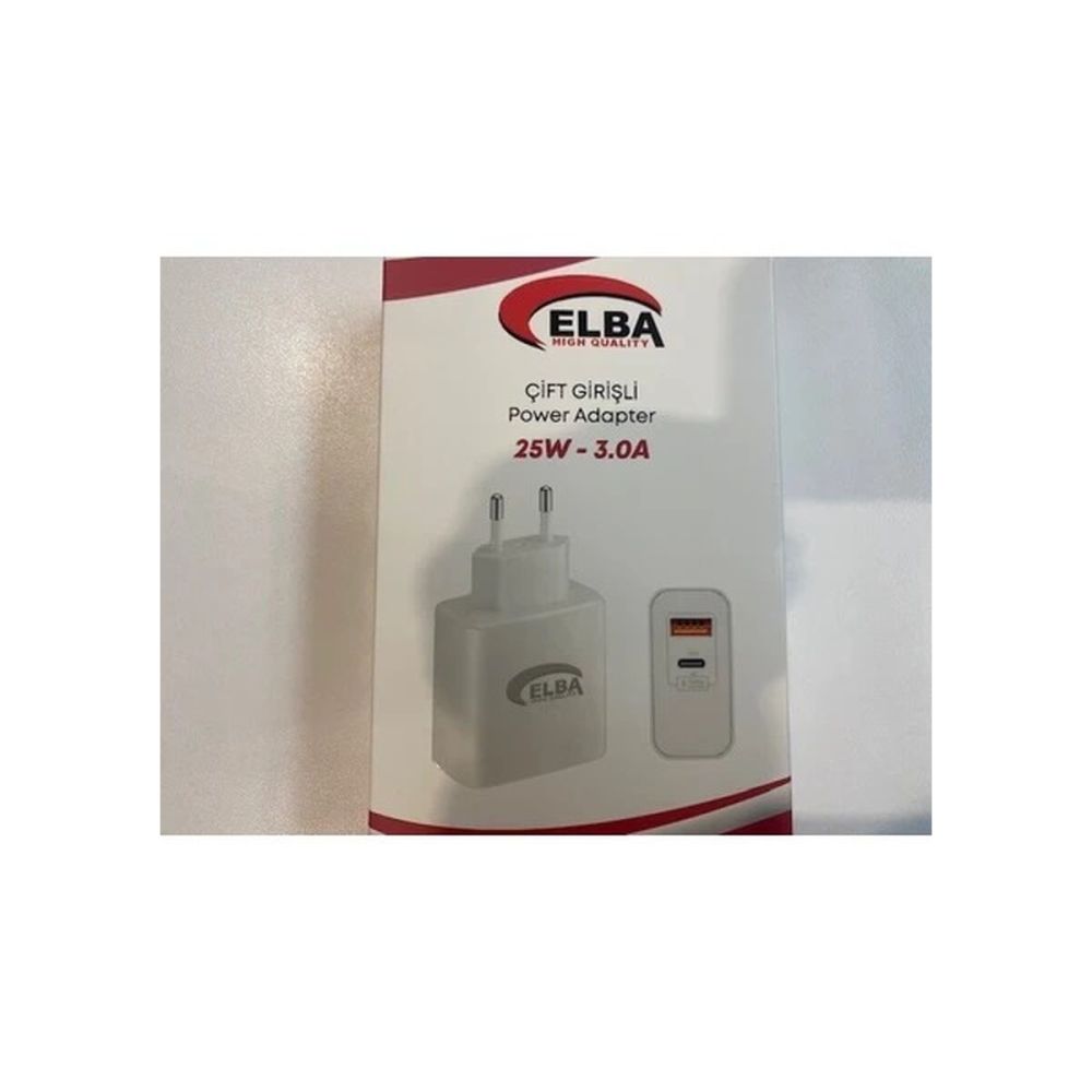 ELBA ELB15 25W 3.0A Usb-A To Usb-C Çift Girişli Hızlı Şarj Akım Koruma