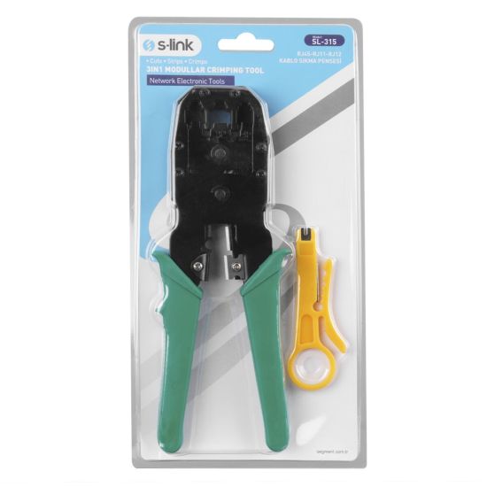 S-LINK SL-315, RJ45/RJ12/RJ11 Üçlü Pense, Kablo Ucu Konnektör Sıkma Pe