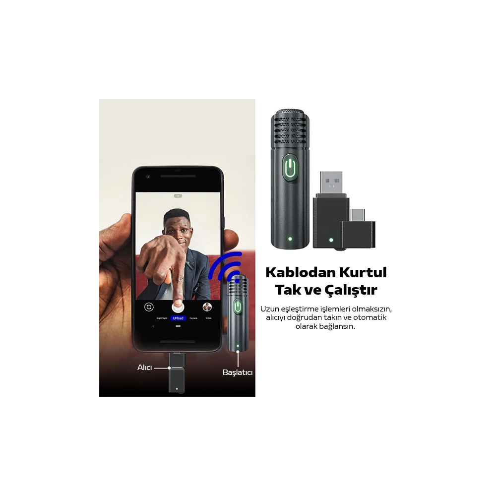 VUXBEEG UP30 2.4GHz Mini Kablosuz Yaka Mikrofonu Youtuber iOS Android