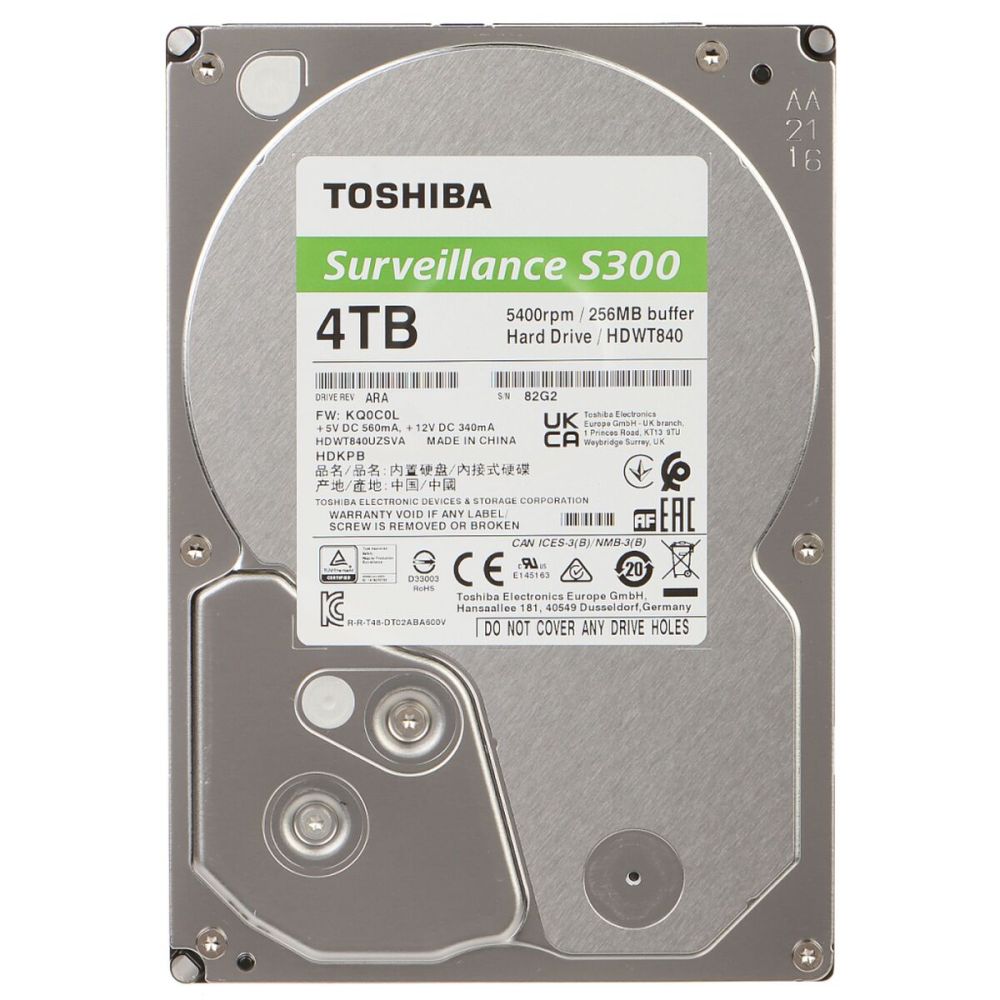 TOSHIBA S300, HDWT840UZSVA, 3.5", 4TB, 256Mb 5400 Rpm, 7/24 Güven