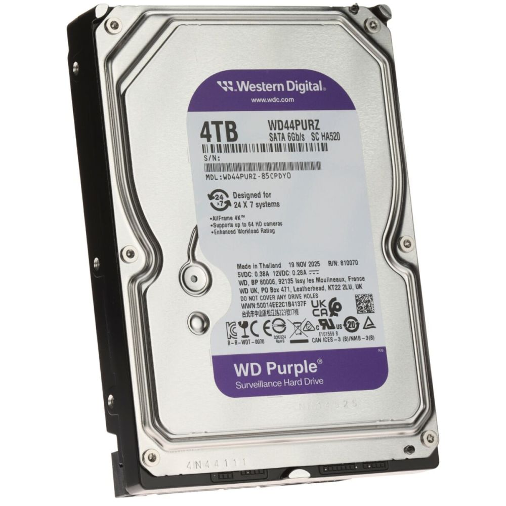 WD PURPLE WD44PURZ 3,5" 4TB, 128Mb, 5400 Rpm, 7/24 Güvenlik HDD (