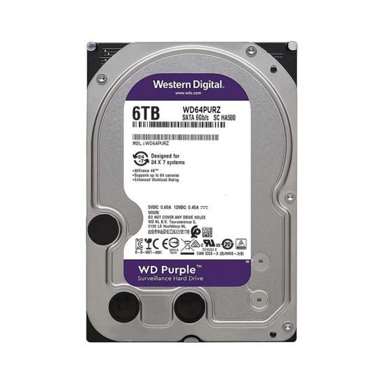 WD PURPLE, WD64PURZ, 3.5", 6TB, 256Mb, 5400 Rpm, 7/24 Güvenlik, H