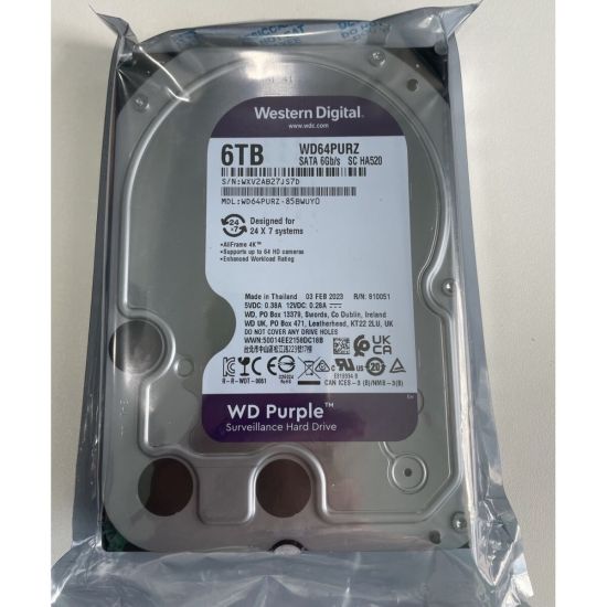 WD PURPLE, WD64PURZ, 3.5", 6TB, 256Mb, 5400 Rpm, 7/24 Güvenlik, H