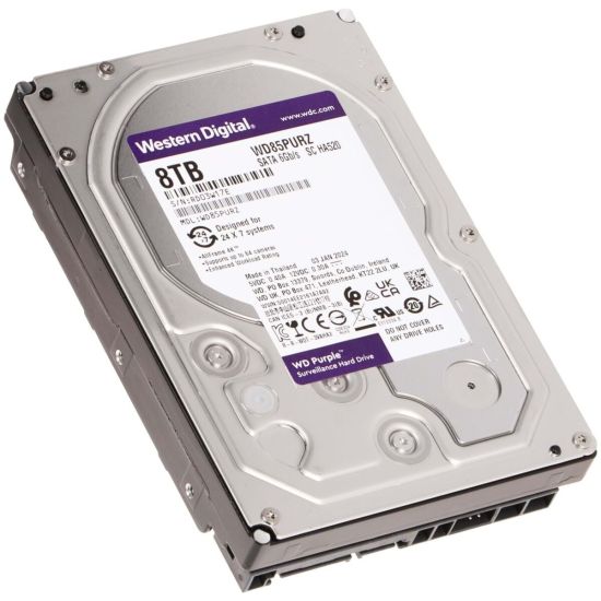 WD PURPLE, WD85PURZ, 3.5", 8TB, 256Mb, 5640 Rpm, 7/24 Güvenlik, H