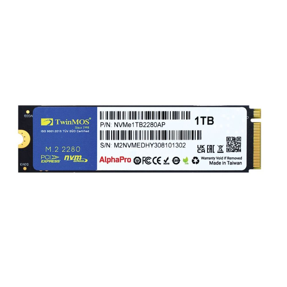 TwinMOS NVMe1TB2280AP, AlphaPro, 1TB, 3600-3250Mb/s, Gen3, NVMe PCIe M