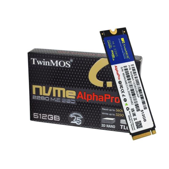 TwinMOS NVMe512GB2280AP, AlphaPro, 512GB, 3600-3250Mb/s, Gen3, NVMe PC
