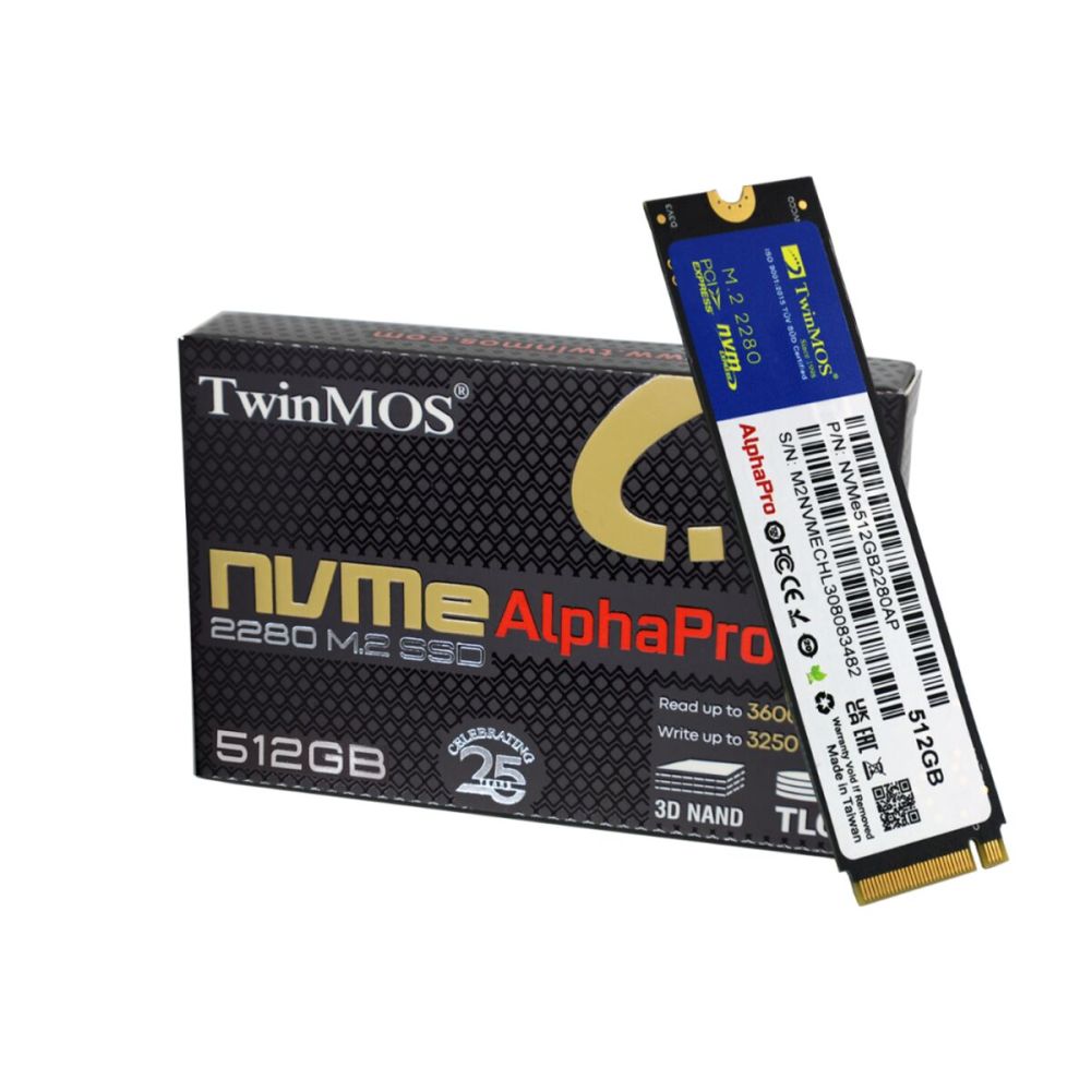 TwinMOS NVMe512GB2280AP, AlphaPro, 512GB, 3600-3250Mb/s, Gen3, NVMe PC