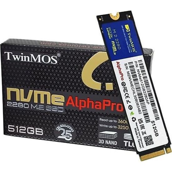 TwinMOS ALPHA PRO 512GB PCIE NVME M.2 3600/3250 3DNAND SSD NVME512GB22