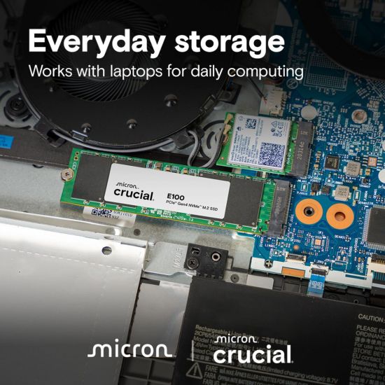 CRUCIAL CT2000E100SSD8, E100, 2TB, 5000/4500, Gen4, NVME PCIe M.2 2280