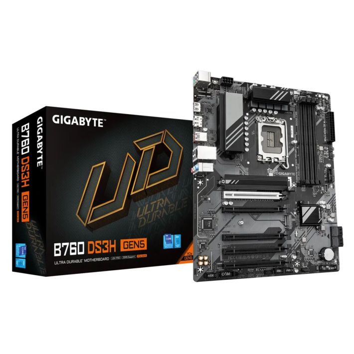 GIGABYTE B760 DS3H GEN5, 4xDDR5, 2xM.2, DP, HDMI, Type-C, 13-14.Nesil,
