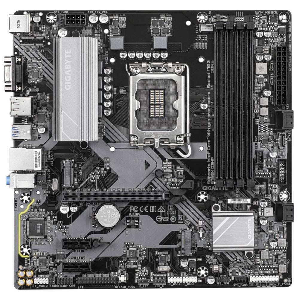 GIGABYTE B760M D3HP DDR5, 4xDDR5, 2xM.2, DP, HDMI, VGA, 12-13.14.Nesil