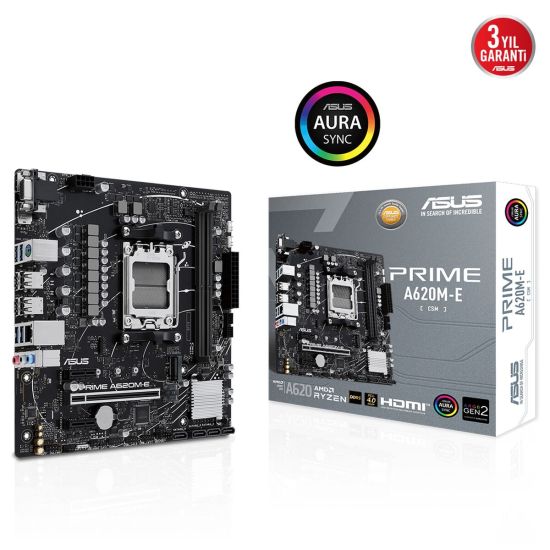ASUS PRIME A620M-E-CSM, 2xDDR5, 1x M.2, D-SUB, DP, HDMI, AM5 Soket Ana