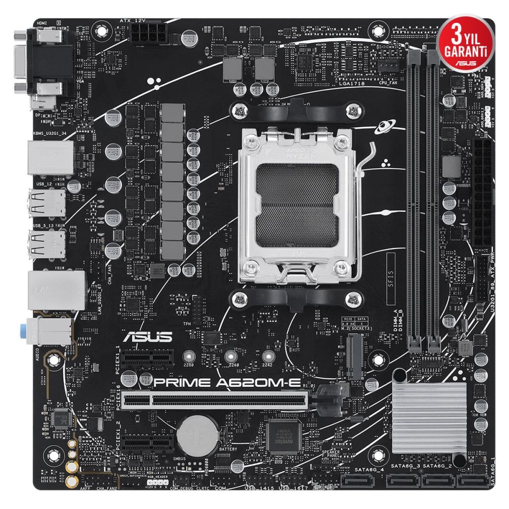 ASUS PRIME A620M-E-CSM, 2xDDR5, 1x M.2, D-SUB, DP, HDMI, AM5 Soket Ana