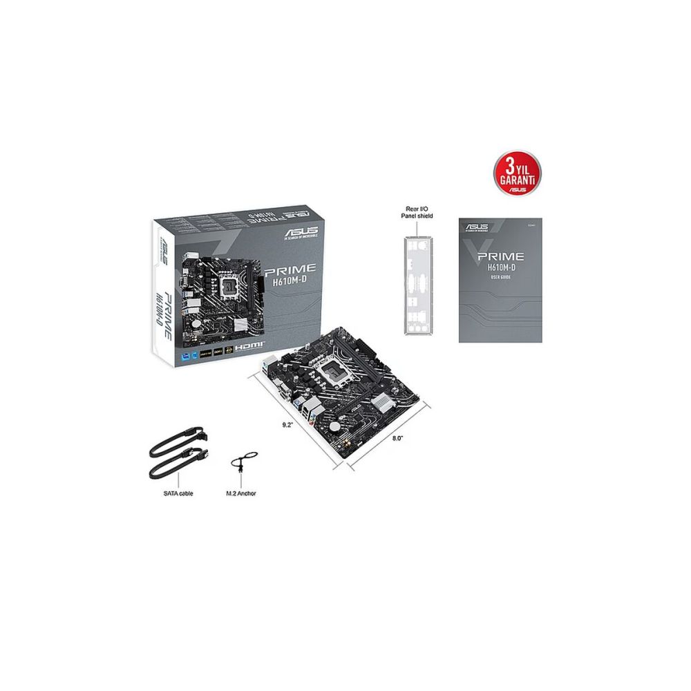 ASUS PRIME H610M-D, 2xDDR5, M.2, D-SUB, HDMI, RS232 Port, 12-13.14.Nes