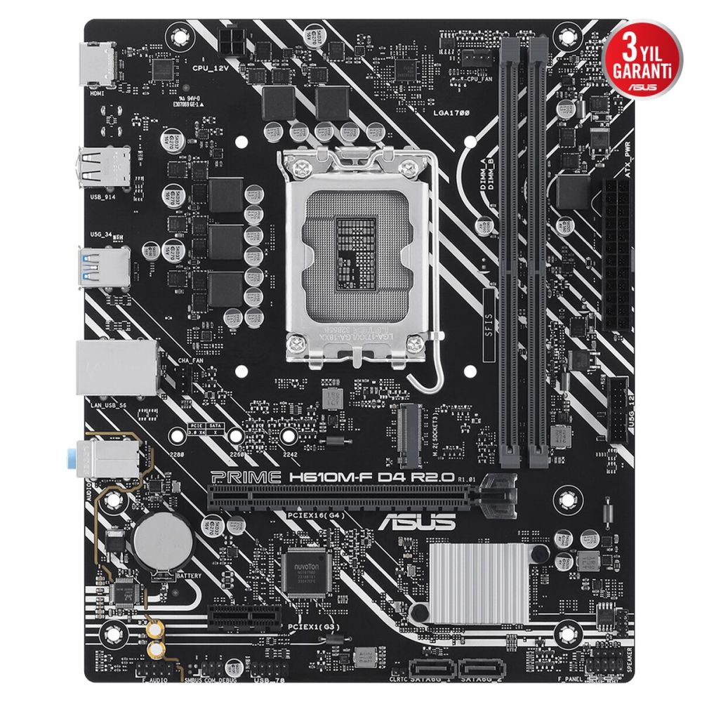 ASUS PRIME H610M-F D4 R2.0, 2xDDR4, M.2, HDMI, 12-13.14.Nesil, LGA1700
