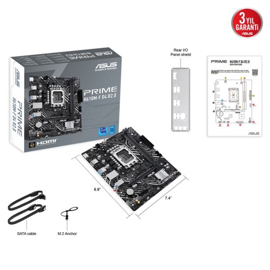 ASUS PRIME H610M-F D4 R2.0, 2xDDR4, M.2, HDMI, 12-13.14.Nesil, LGA1700