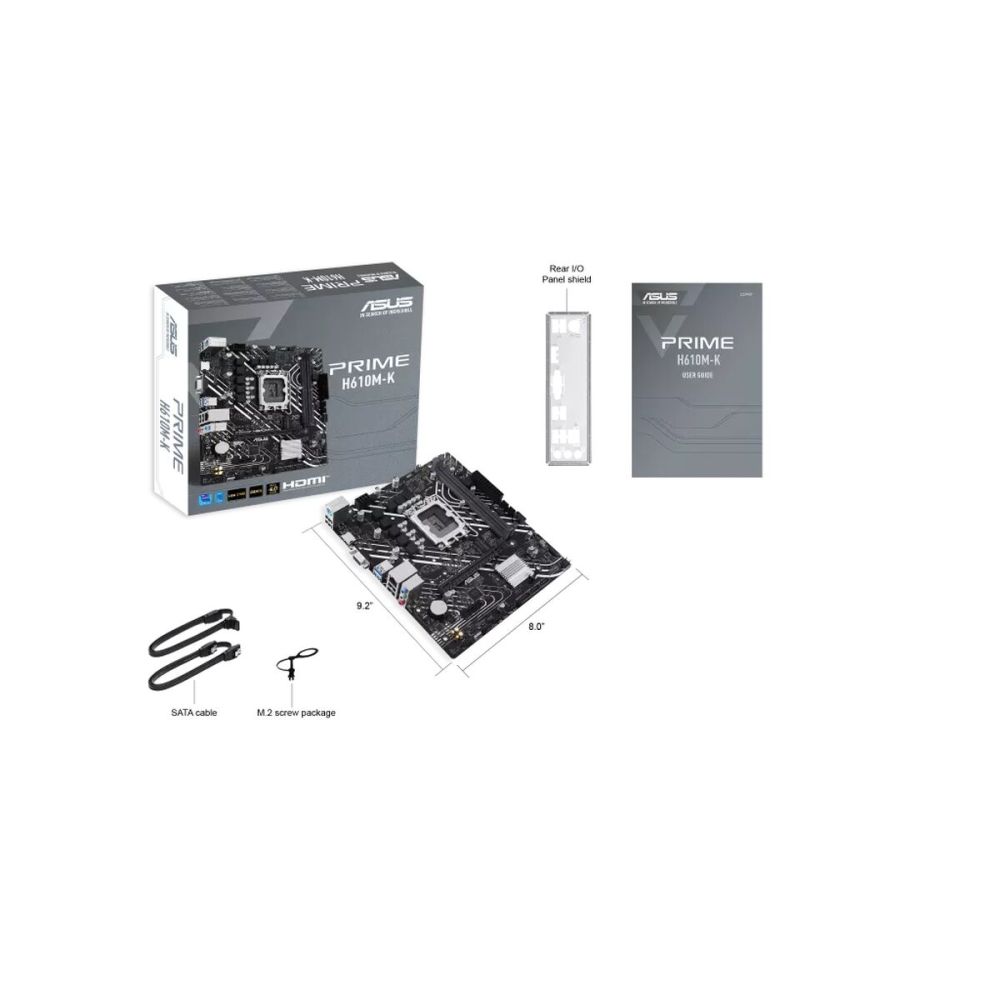 ASUS PRIME H610M-K, 2xDDR5, M.2, D-SUB, HDMI, 12-13.14.Nesil, LGA1700 