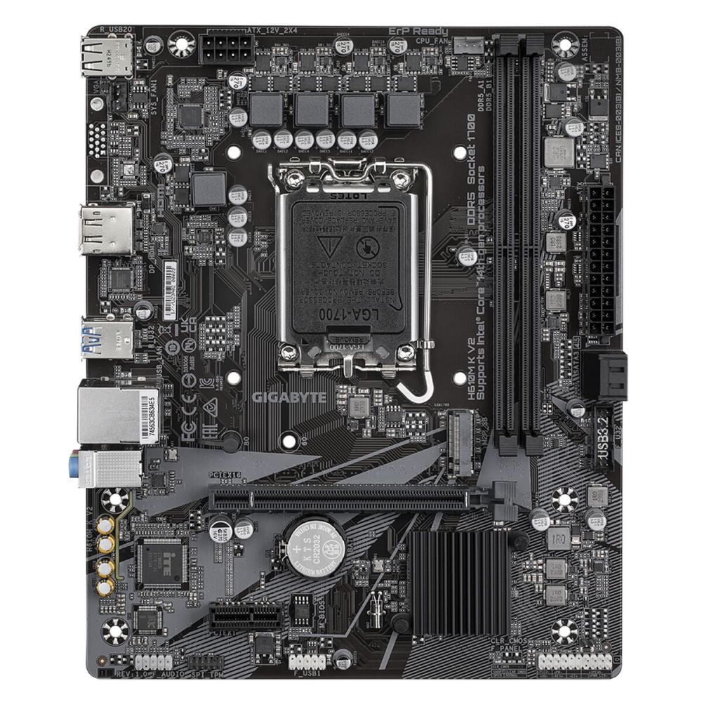 GIGABYTE H610M K V2, rev.1.0, 2xDDR5, M.2, DP, HDMI, 12-13.Nesil, LGA1