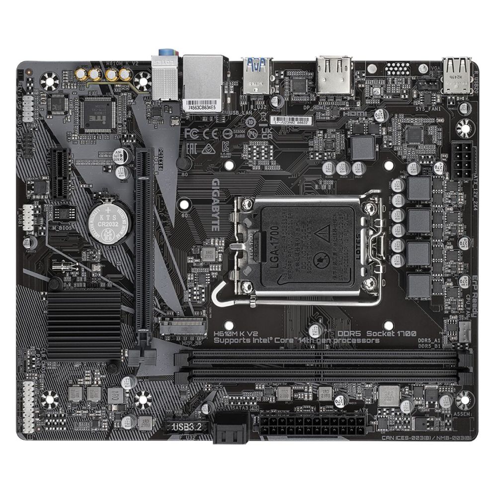 GIGABYTE H610M K V2, rev.1.0, 2xDDR5, M.2, DP, HDMI, 12-13.Nesil, LGA1