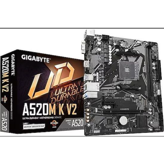 GIGABYTE A520M-K V2 DDR4 5100(OC) VGA HDMI AM4 PCI-E GEN3 M.2 USB 3.2 