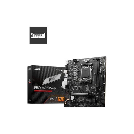 MSI PRO A620M-B DDR5 6800 (OC) VGA HDMI M.2 PCIe 16X v4.0 AM5 USB 3.2 