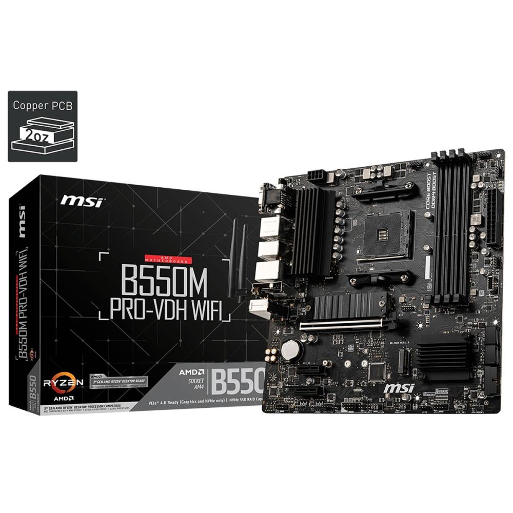 MSI B550M PRO-VDH WIFI DDR4 4400MHZ 1XVGA 1XHDMI 1XDP 2XM.2 USB 3.2 MA