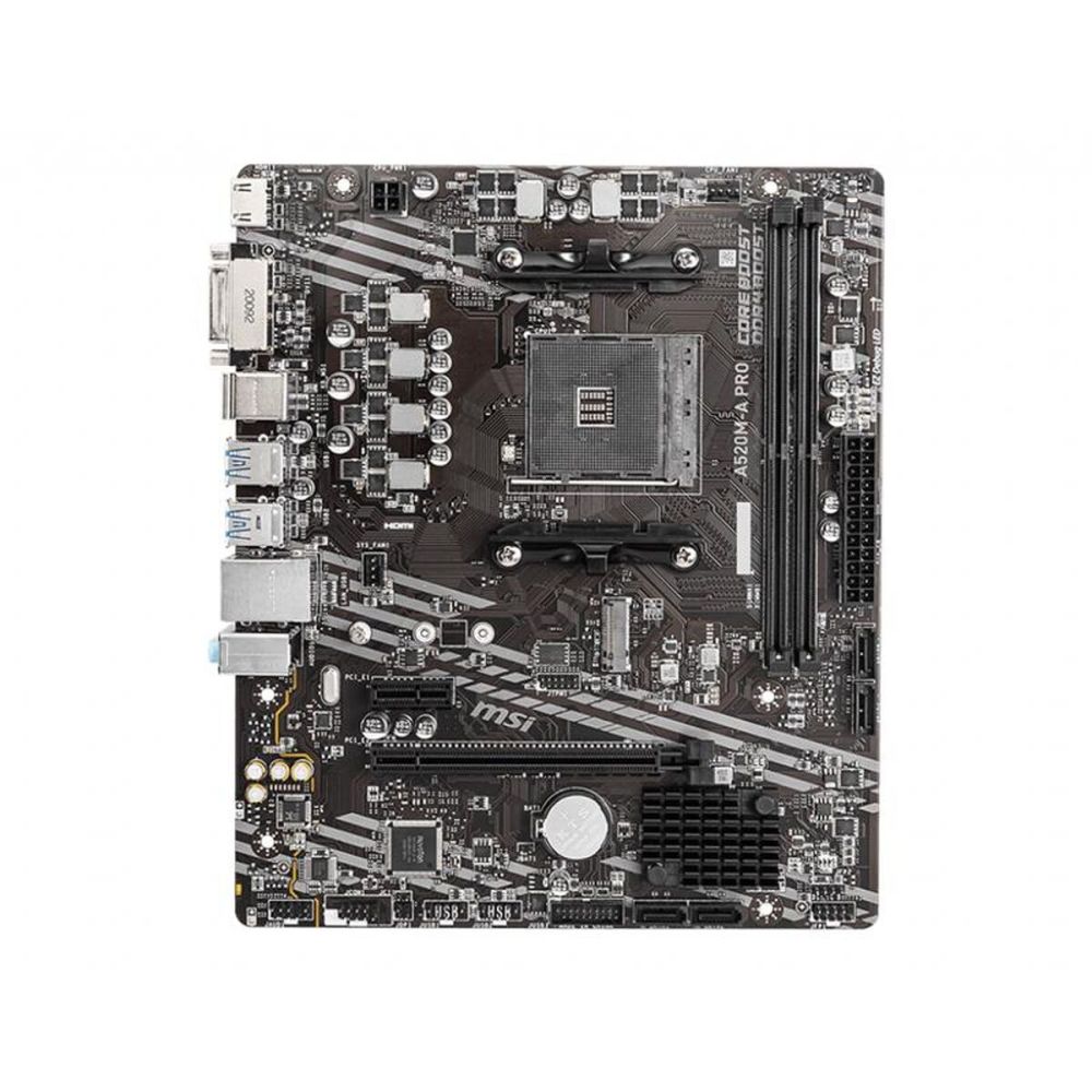 MSI A520M-A PRO DDR4 4600MHZ 1XHDMI 1XDVI 1XM.2 USB 3.2 MATX AM4 (AMD 