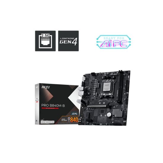 MSI PRO B840M-B DDR5 8000MT/S 1XHDMI 2XM.2 USB-C AM5 MATX (AMD AM5 900