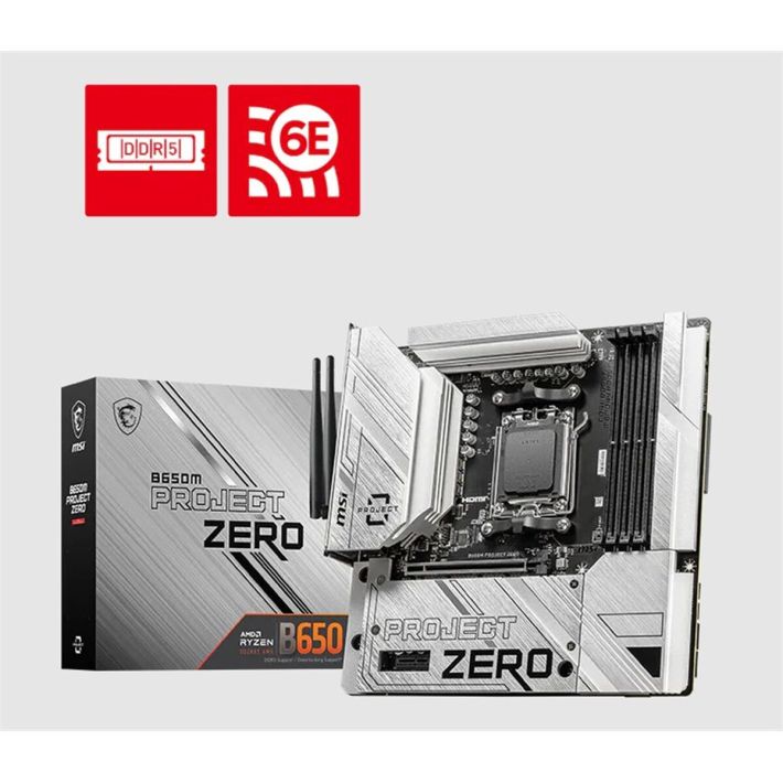 MSI B650M PROJECT ZERO DDR5 7600MT/S 1XHDMI 1XDP 2XM.2 USB MATX AM5 (A