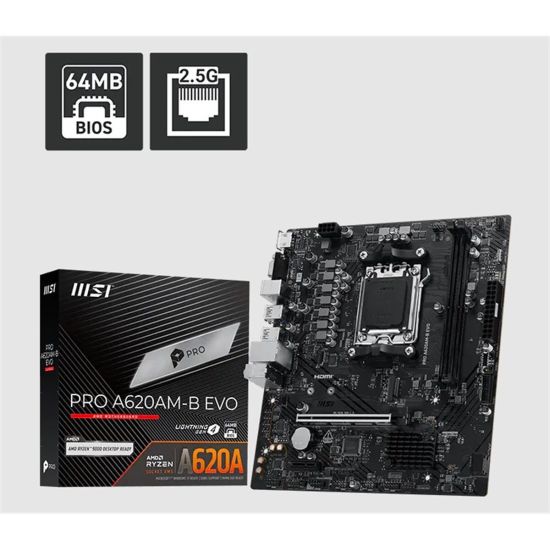 MSI PRO A620AM-B EVO DDR5 6800MT/S 1XHDMI 1XVGA 1XM.2 USB MATX AM5 (AM