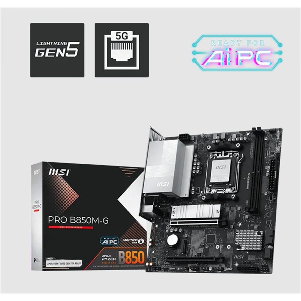 MSI PRO B850M-G DDR5 8200MT/S 1XHDMI 1XDP 2XM.2 USB MATX AM5 (AMD AM5 