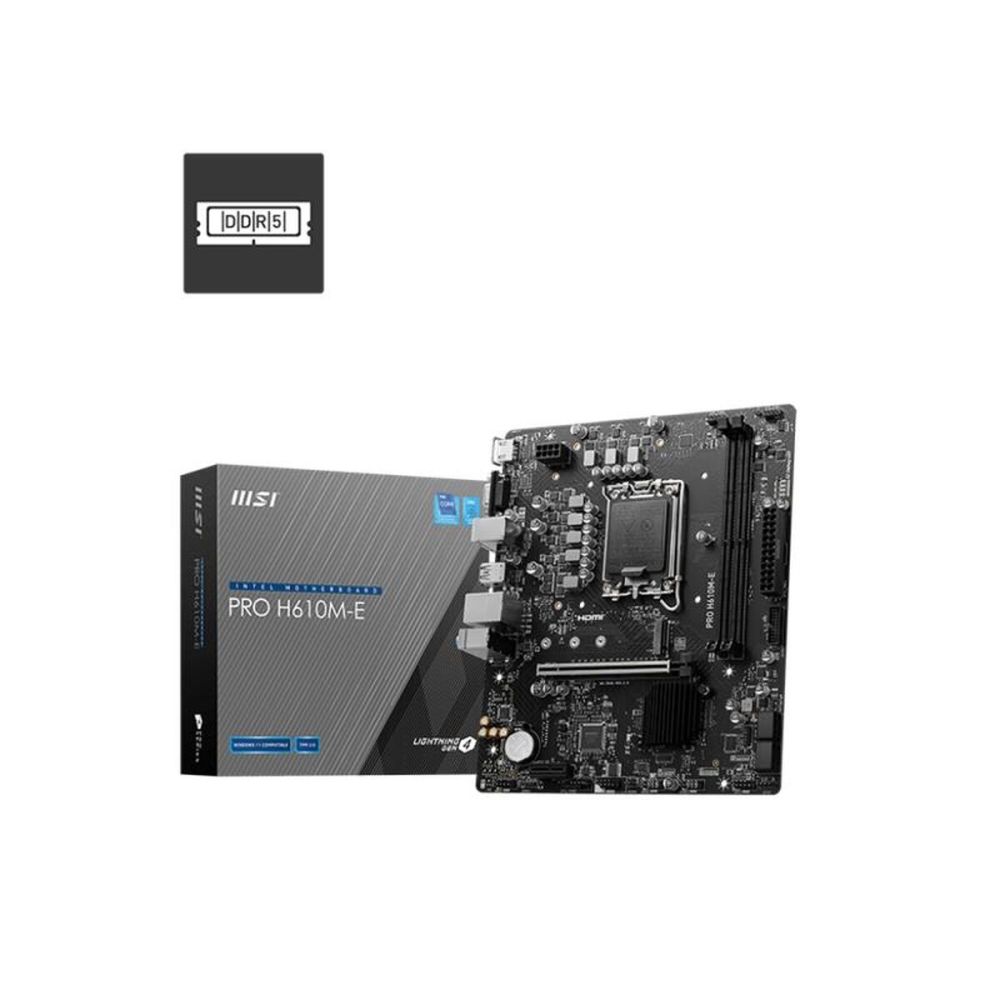 MSI PRO H610M-E DDR5 5600MHZ 1XVGA 1XHDMI 1XM.2 USB 3.2 MATX 1700P (12