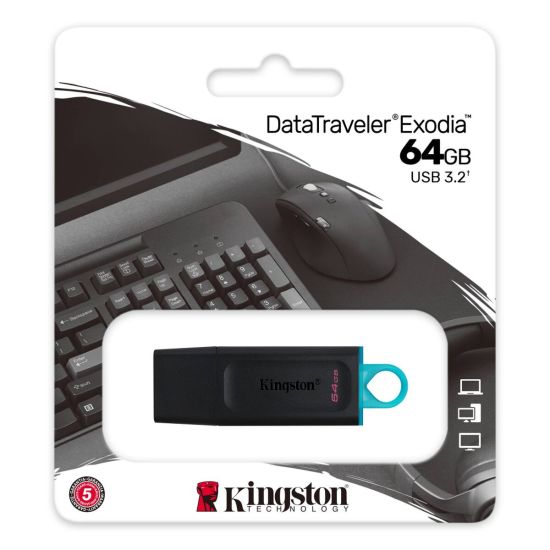 KINGSTON DTX/64GB USB 3.2 Data Traveler Exodia Gen 1 Flash Disk (Siyah